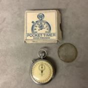 A sprint stainless steel cased stopwatch in original box