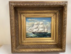 Webb, English school, oil on canvas of a ship in rough seas, signed lower right Webb 1872 in a
