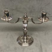 Sterling silver twin branch candelabra, by CJ Vander, London, 489g