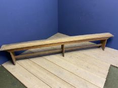 Pair of wooden benches, as found, 275cmL x 22cmW (the narrower ones)