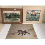 Two C20th watercolours, one of Amsterdam, and one of Venice, both indistinctly signed, unframed,