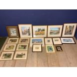 A large collection of pictures and prints mostly in glazed gilt frames