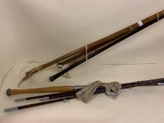 Quantity of fishing rods and walking sticks, walking canes, as found
