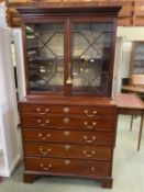 A good Georgian mahogany secretaire astragal glazed bookcase, part interior missing, see images