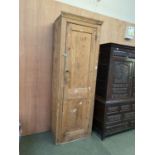 Pine single drawer cupboard, with shelves to interir, 214cm H x 71cmW x 43cmD (condition -
