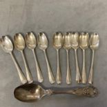 A set of 8 sterling silver coffee spoons, London 1924, together with a single Victorian silver