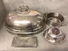 Collection of silver plated wares to include a large cloche