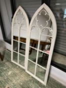 Pair of Arched outdoor/ indoor rustic style mirrors, but with a crack in the mirrors. To be sold, as