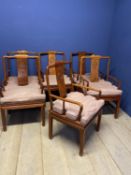 Set of 6 C20th chairs, in the Oriental taste, some faded, some joints loose