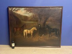 HERBERT ST JOHN JONES (1870-1939), English School, Early C20th Oil on Canvas, of ponies, Provenance: