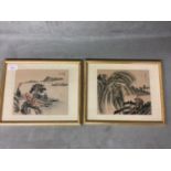 Pair of framed and glzed oriental pictures