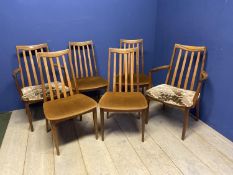 set of 6 G plan chairs (4+2carvers) (one cracked to back)