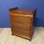 A small 3 drawer chest of drawers, in the Oriental taste, 76cm H
