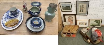 Quantity of general items, including china, pictures, hats bric a brac etc, as found, clearance
