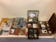 Vintage needlework collection, including A Roman needle, a fitted needlwork box with contents,