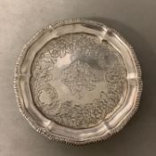 An Irish provincial silver salver raised on 3 feet, 235g (marked sterling)