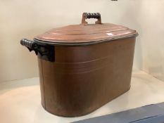 Large copper two handled lidded casket