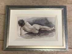 R D Moore , British School, watercolour of nude reclining lady, signed and dated 1928, lower