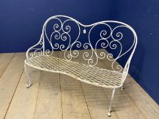 Decorative, white painted Garden bench 118cmL