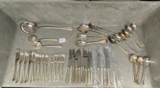 A part sterling silver flat ware service, various dates and makers, approx 1860 g, together with
