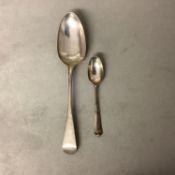 An C18th desert spoon by Robert Perth, London, together with a late C18th tea spoon