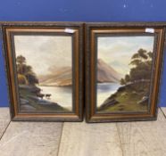 J H Green, Scottish school a pair of Highliand oil on canvas scenes of Highland Cattle watering,