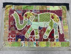 Vintage Indian style wall hanging, depicting an Elephant, see images for details, 107 x 155cm,