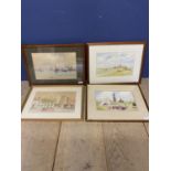 Quantity of C20th watercolours, of street scenes and harbour scenes