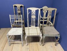 Quantity of chairs, including painted shabby-chic, and a plastic modern chair etc