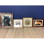 Quantity of animal related pictures to include, framed and glazed pastel study of a Westie, in