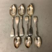 Set of 6 sterling siler tea spoons by Thomas Wallis II, London 1845, 155g
