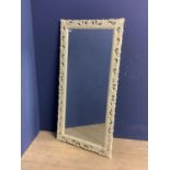 Modern hanging wall mirror, with carved cream frame