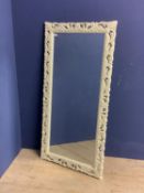 Modern hanging wall mirror, with carved cream frame