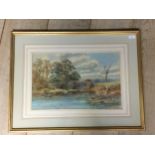 JOHN SYER (1815-1885), Watercolour, river scene, signed lower right, 50 x 32xm framed and glazed