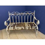 Decorative, white painted Garden bench , weathered, 113cmL