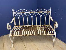 Decorative, white painted Garden bench , weathered, 113cmL