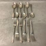 Set of 6 desert spoons and forks by Josiah Williams and Co London 1917, 575g