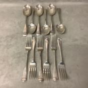 Set of 6 desert spoons and forks by Josiah Williams and Co London 1917, 575g