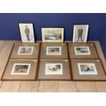 Set of 6 coloured engraving plates, drawn and engraved John Fielding, coloured etchings,