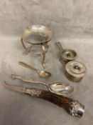 Collection of miscellaneous sterling silver items to include a small spirit burner, various dates,