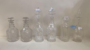 Pair of Decanters and stoppers 23 ch High overall (some minor fritting and scratches to body) ; A