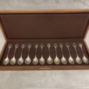 Wooden cased set of spoons "The RSPB Spoon Collection", with associated paper work , by John