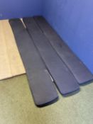 2 sets of long bench cushions, upholstered in grey fabric cushions (with zips)