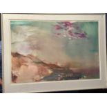 John Maxon, lithograph, landscape, signed and dated 1984, 94cm x 126cm, framed and glazed