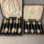 Cased set of Sterling silver art deco tea spoons by Fattorini and Sons Sheffield 1926 together