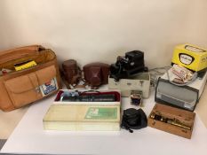 A box of Vintage Camera and Photography , and slides etc