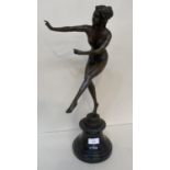 French Art Deco Bronze statue of a Dancing Lady, After Claire Colinet, bears signature