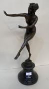 French Art Deco Bronze statue of a Dancing Lady, After Claire Colinet, bears signature