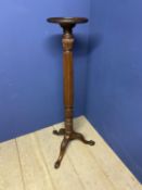 Oak torchere, with reeded column to tripod base
