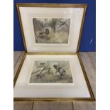 Pair of Henry Wilkinson, limited edition prints of Spaniels, in gilt glazed frames, signed in pencil